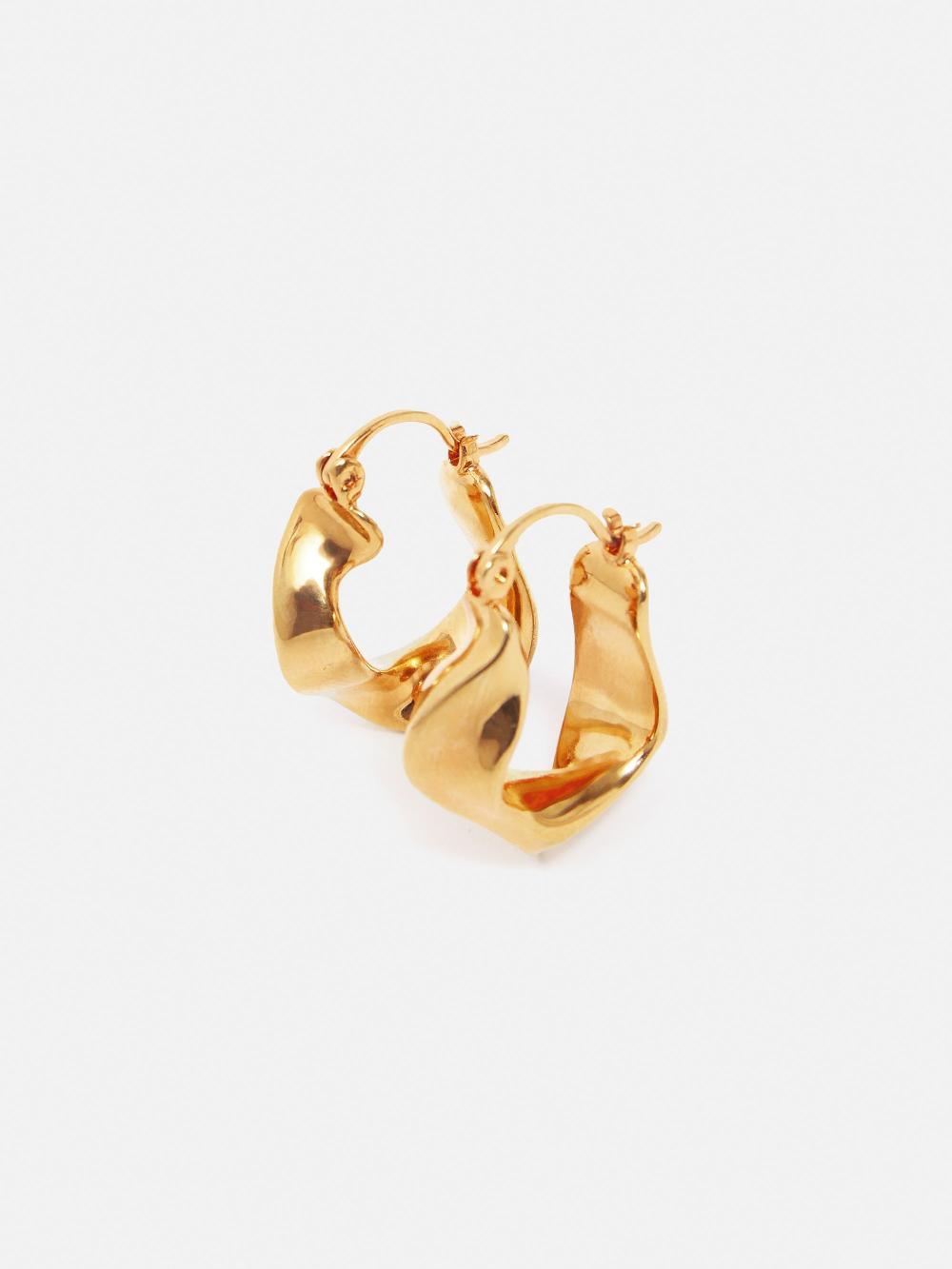 Jigsaw Twisted Hoop Earring Gold