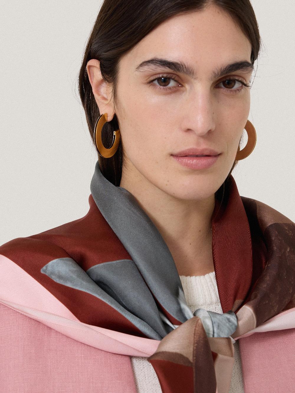 Jigsaw Two Tone Disc Hoop Earring Multi