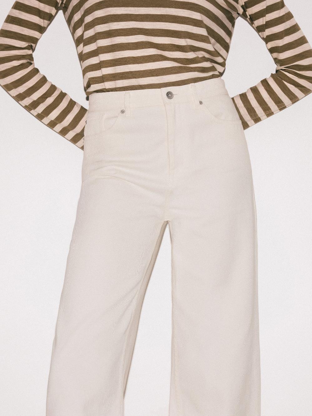 Jigsaw Tyne Wide Leg Cropped Jean Ecru