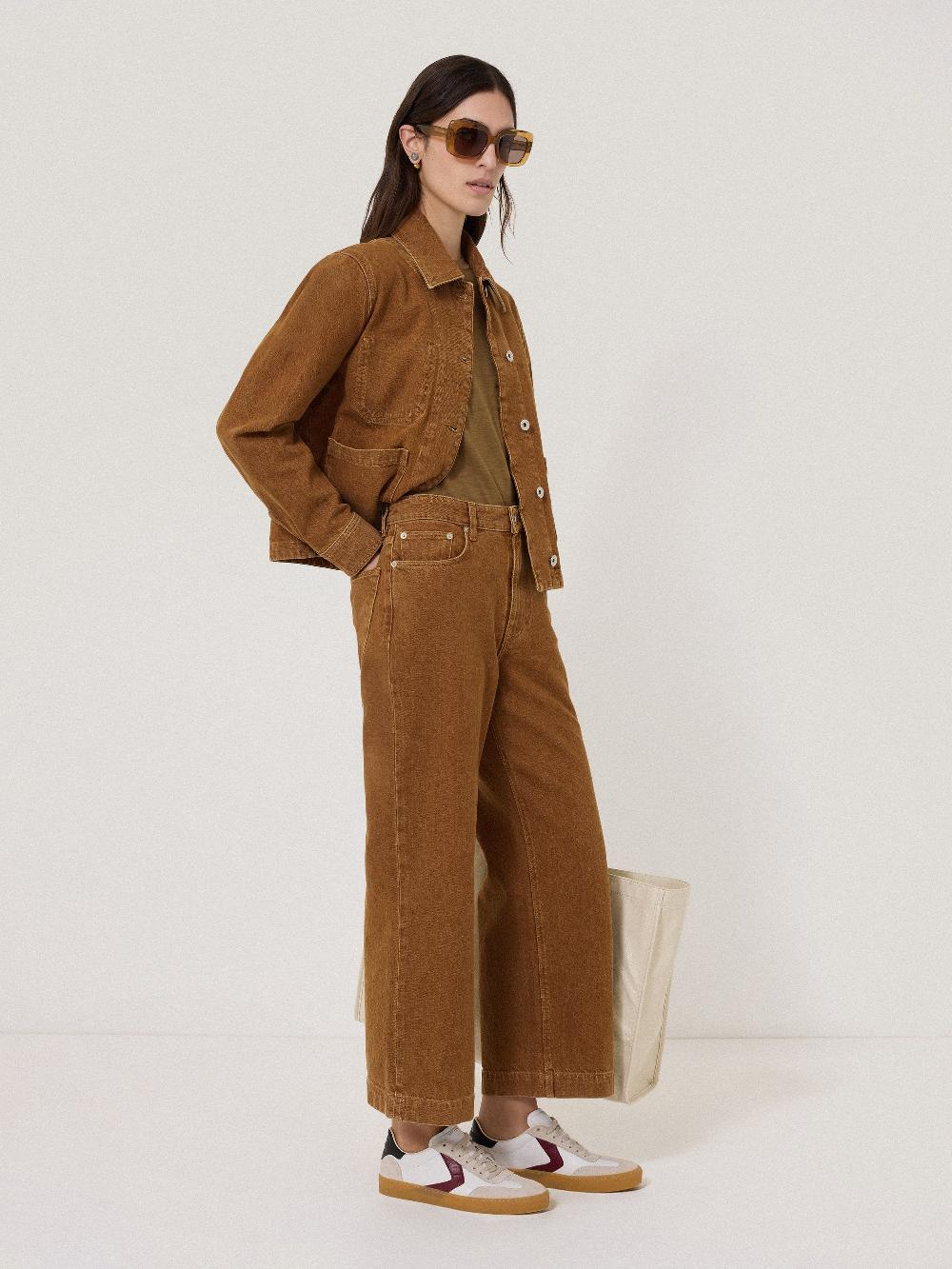 Jigsaw Tyne Wide Leg Cropped Jean Tan Snow Wash