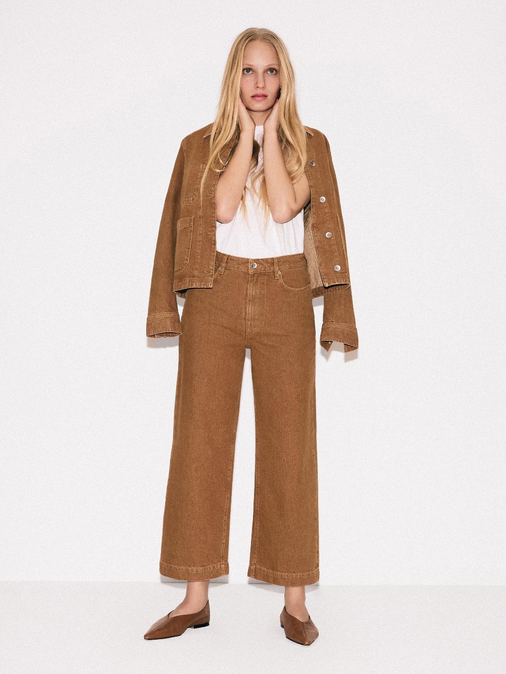 jigsaw Tyne Wide Leg Cropped Jean Tan Snow Wash