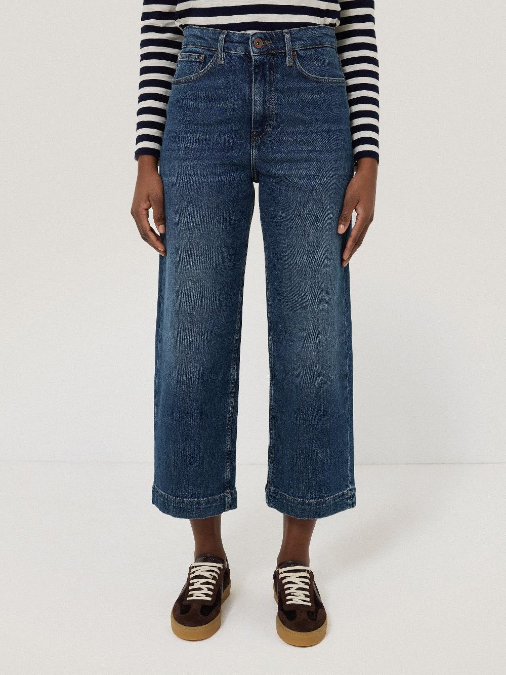 Jigsaw Tyne Wide Leg Cropped Jean Vintage Mid Blue