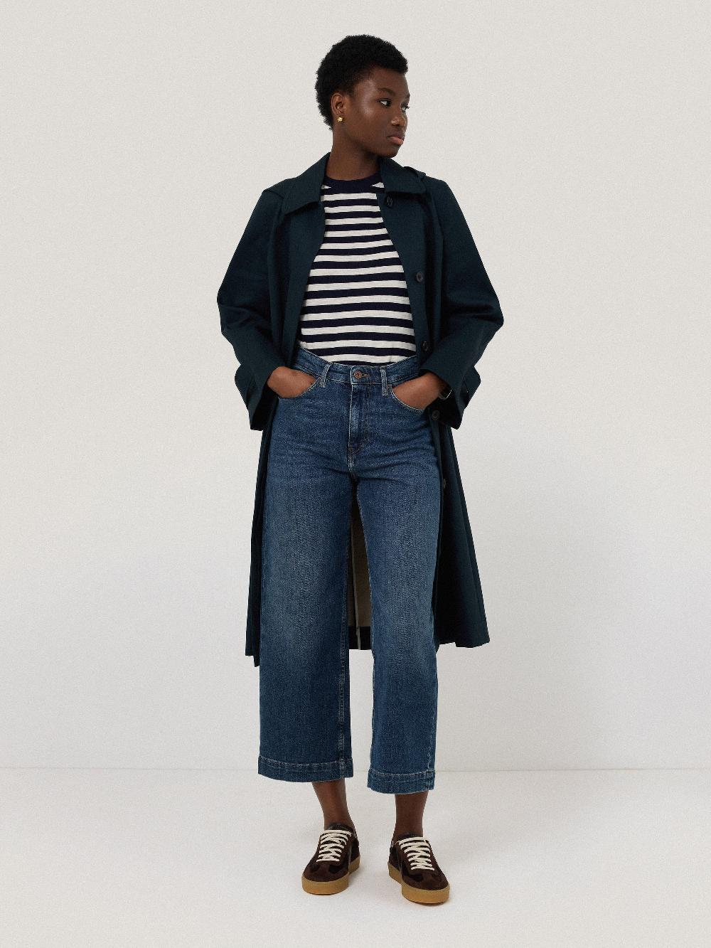 Jigsaw Tyne Wide Leg Cropped Jean Vintage Mid Blue