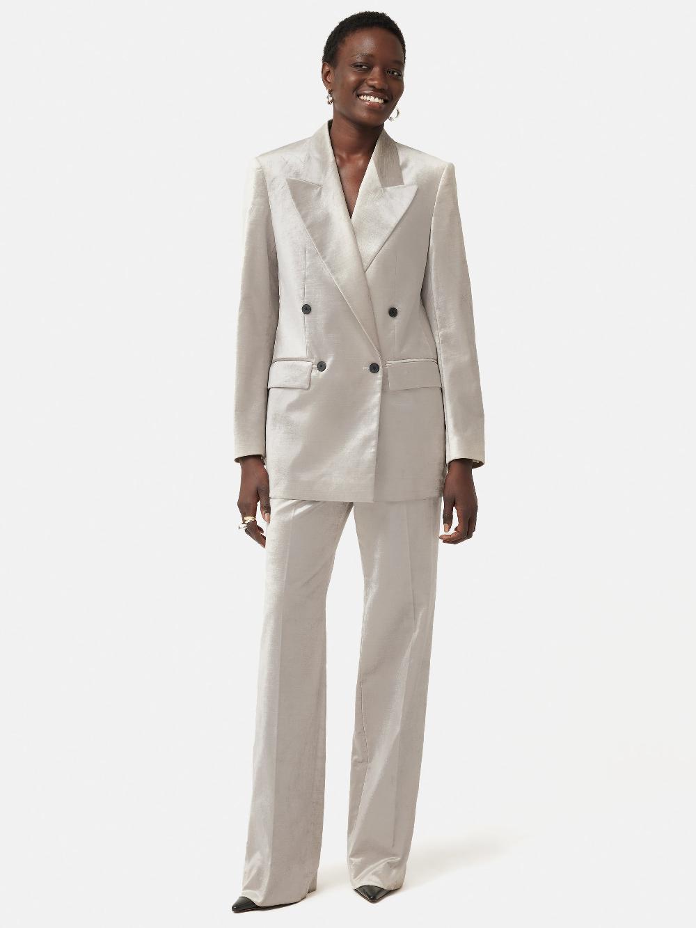 Jigsaw Velvet Double Breasted Blazer Grey