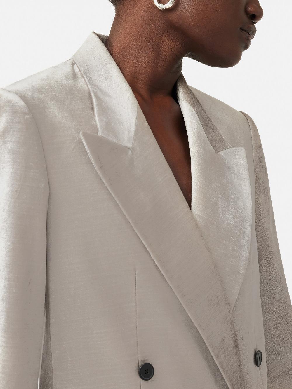 Jigsaw Velvet Double Breasted Blazer Grey