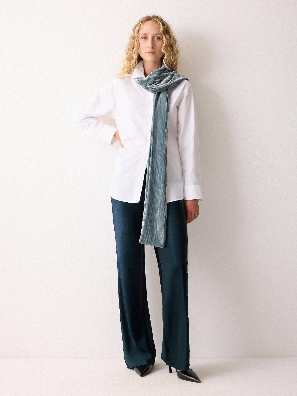 jigsaw Velvet Plisse Scarf Blue