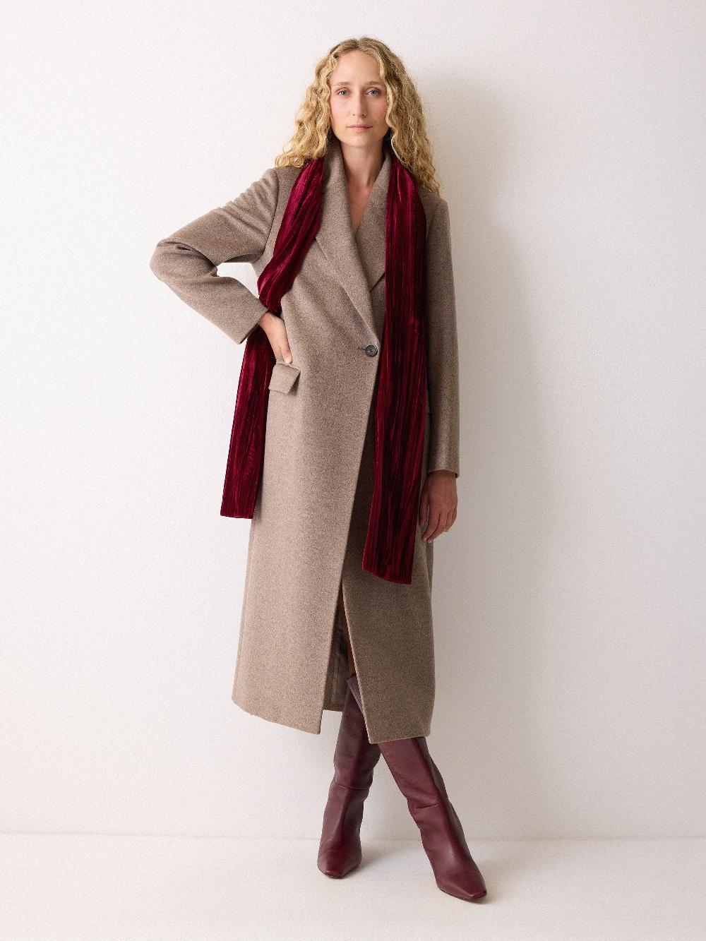 jigsaw Velvet Plisse Scarf Red