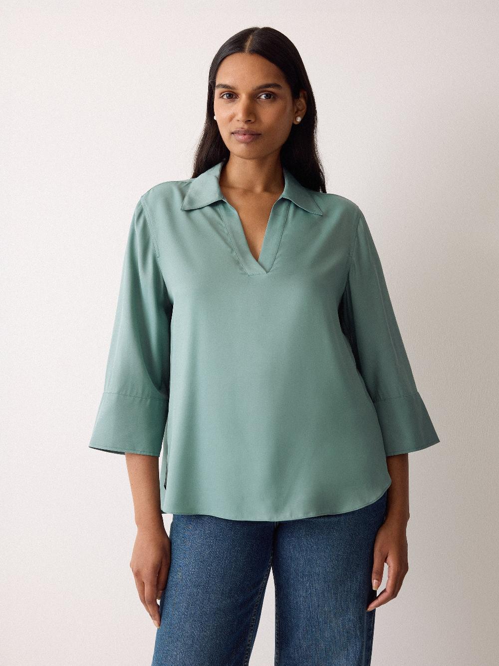 Jigsaw Viscose Twill Top Blue