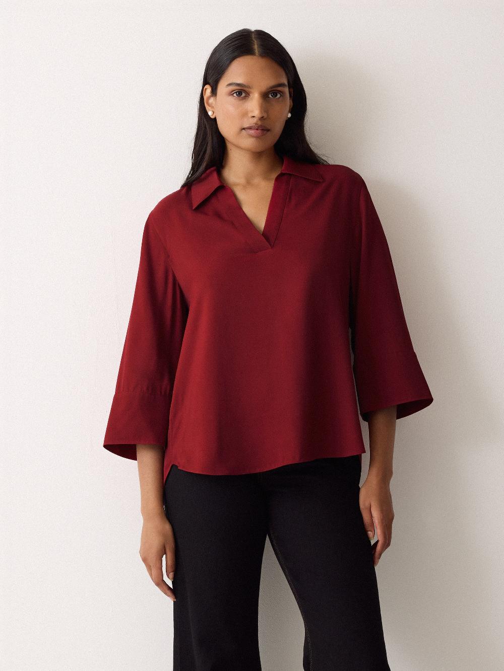 jigsaw Viscose Twill Top Red