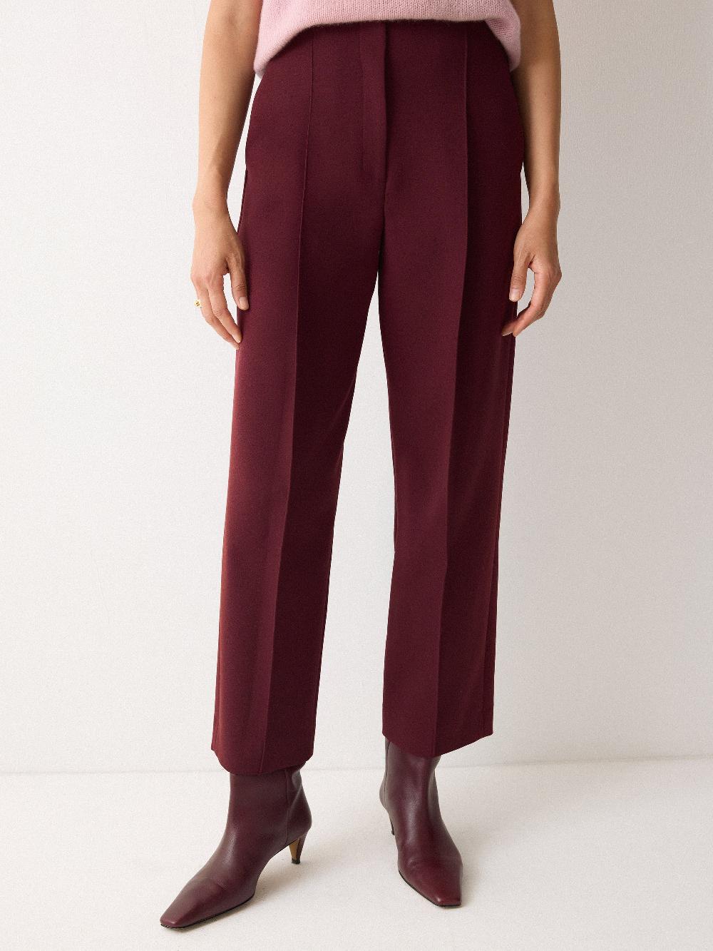 Jigsaw Warren Compact Pleat Trouser Burgundy