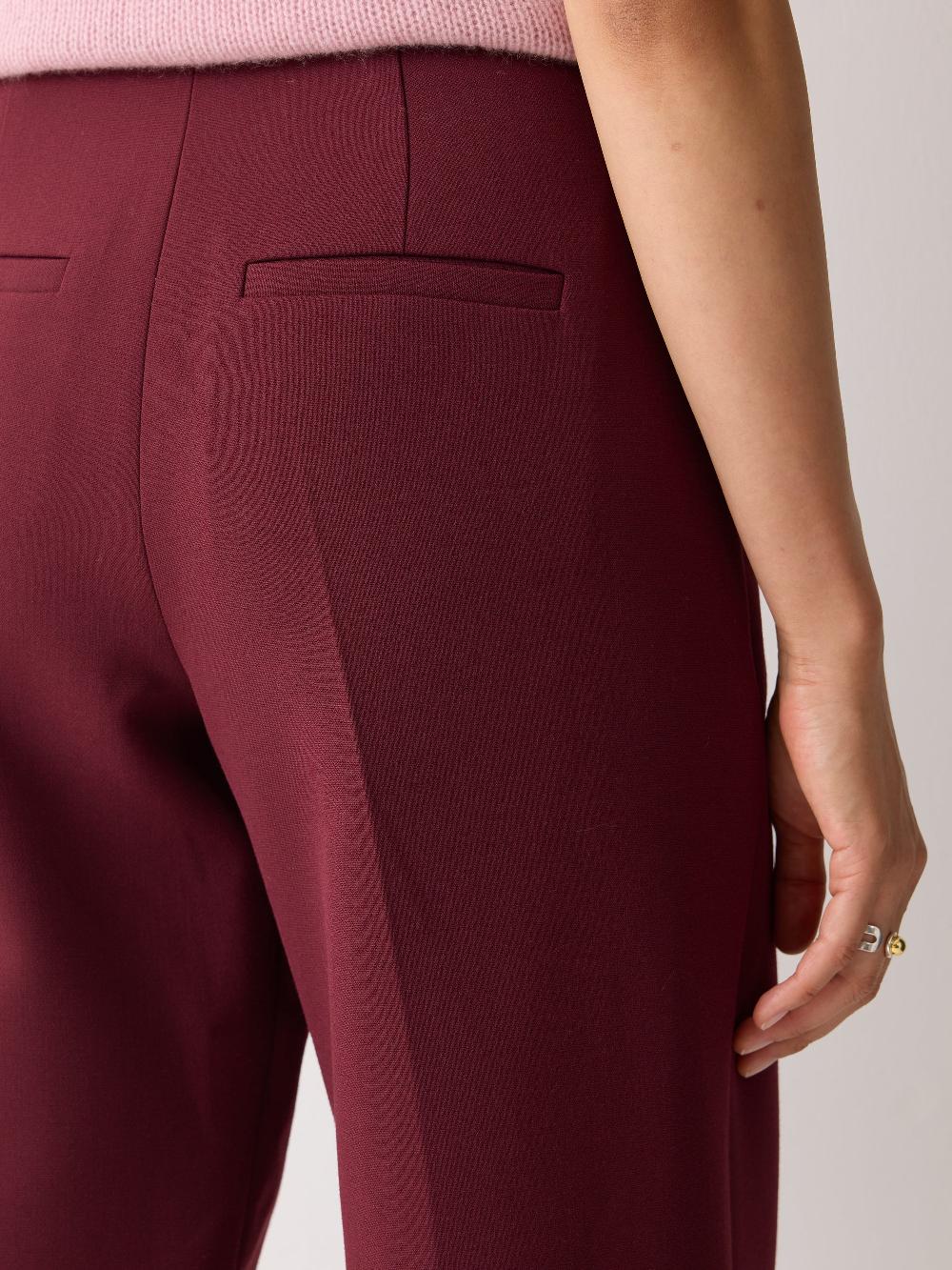 Jigsaw Warren Compact Pleat Trouser Burgundy