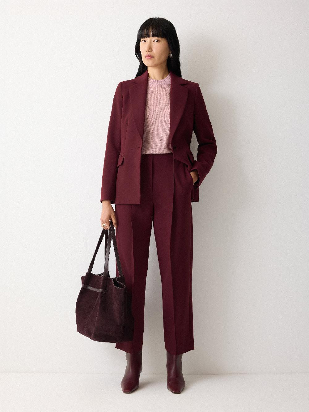 jigsaw Warren Compact Pleat Trouser Burgundy