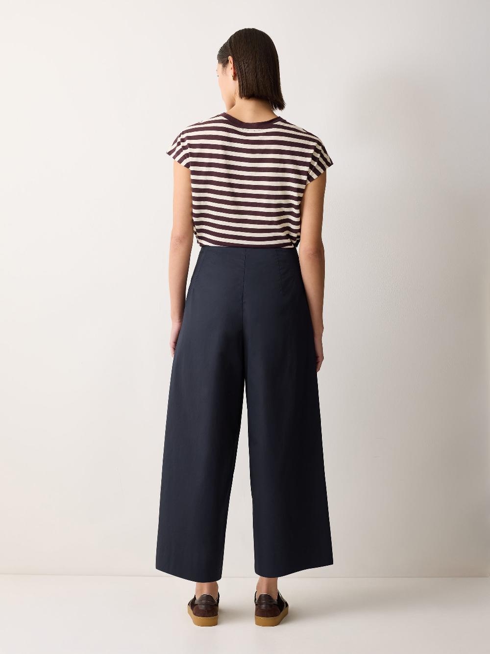 Jigsaw Wide Leg Cotton Trouser Navy