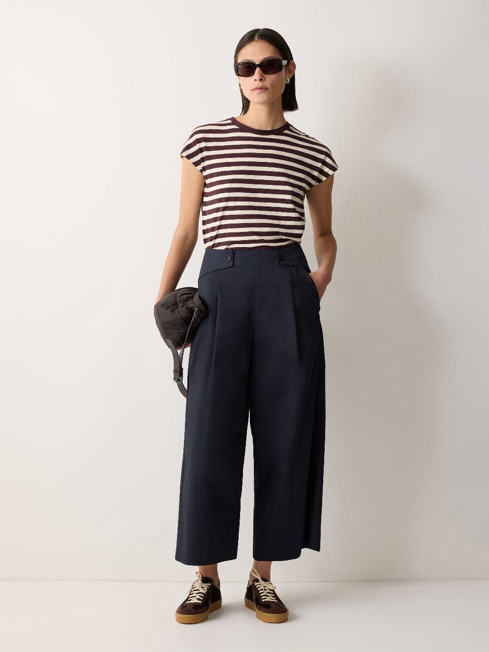 jigsaw Wide Leg Cotton Trouser Navy