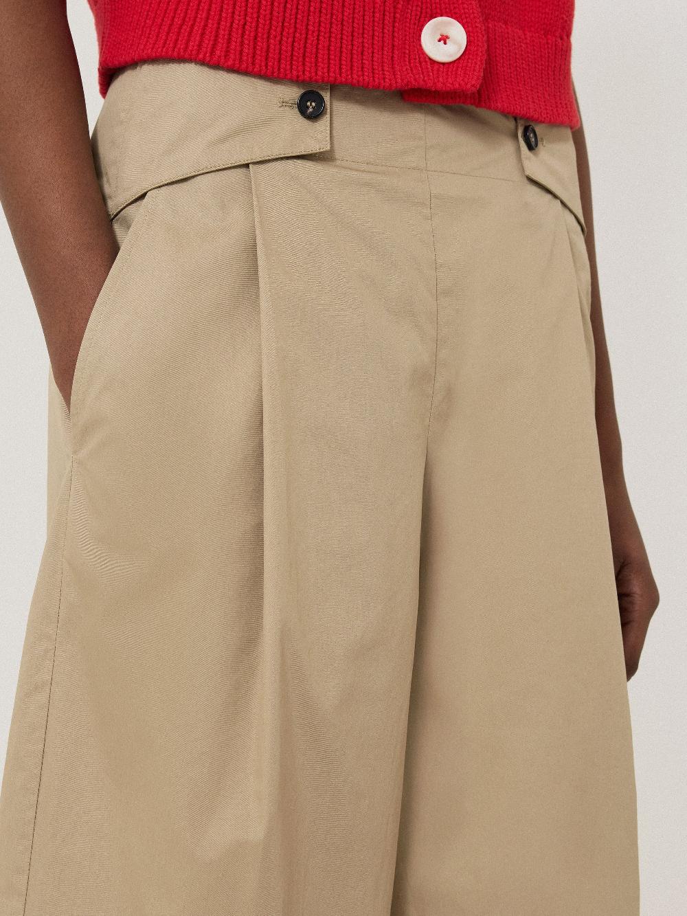 Jigsaw Wide Leg Cotton Trouser Stone