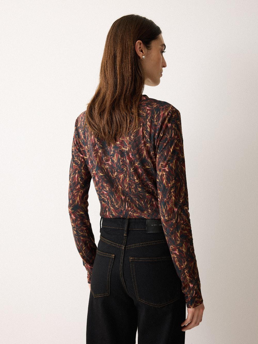 Jigsaw Wild Feather Long Sleeve Tee Brown