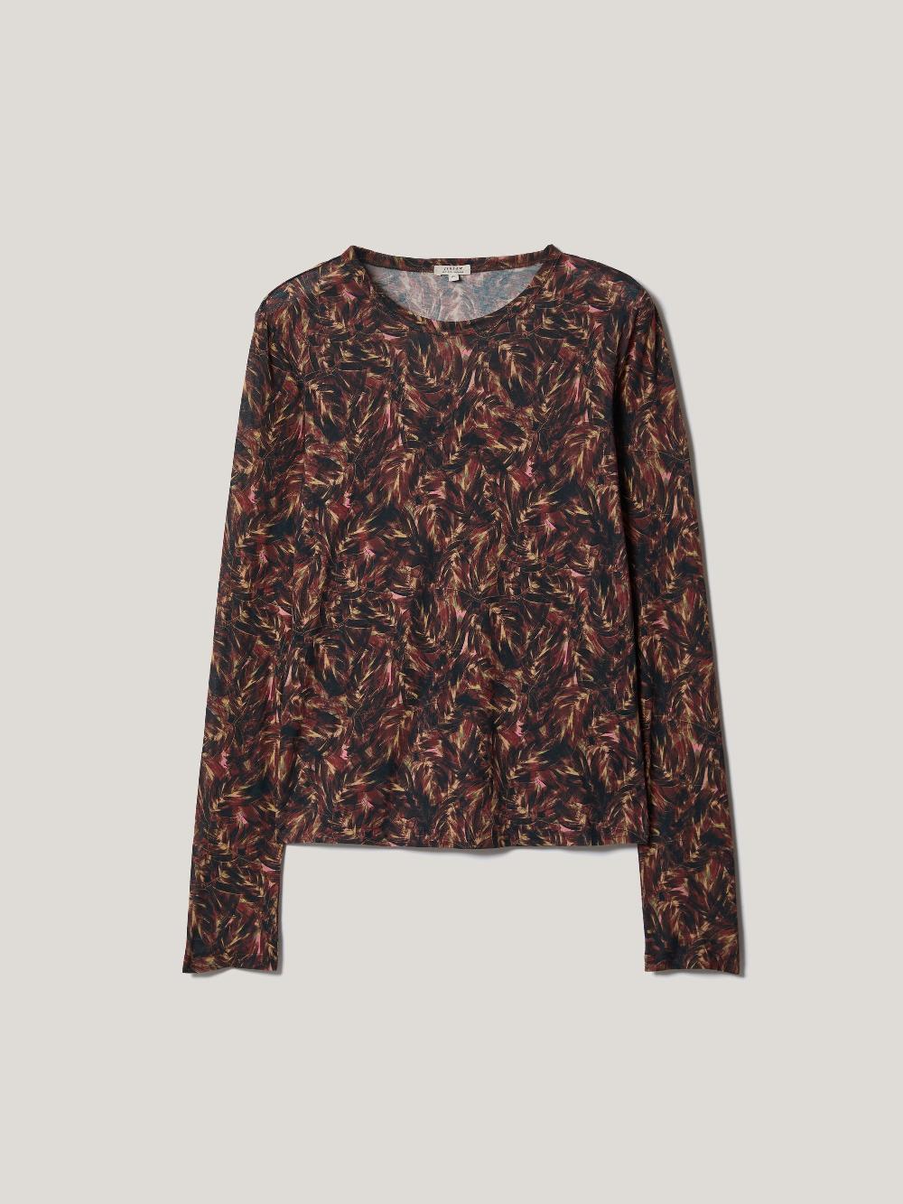 Jigsaw Wild Feather Long Sleeve Tee Brown