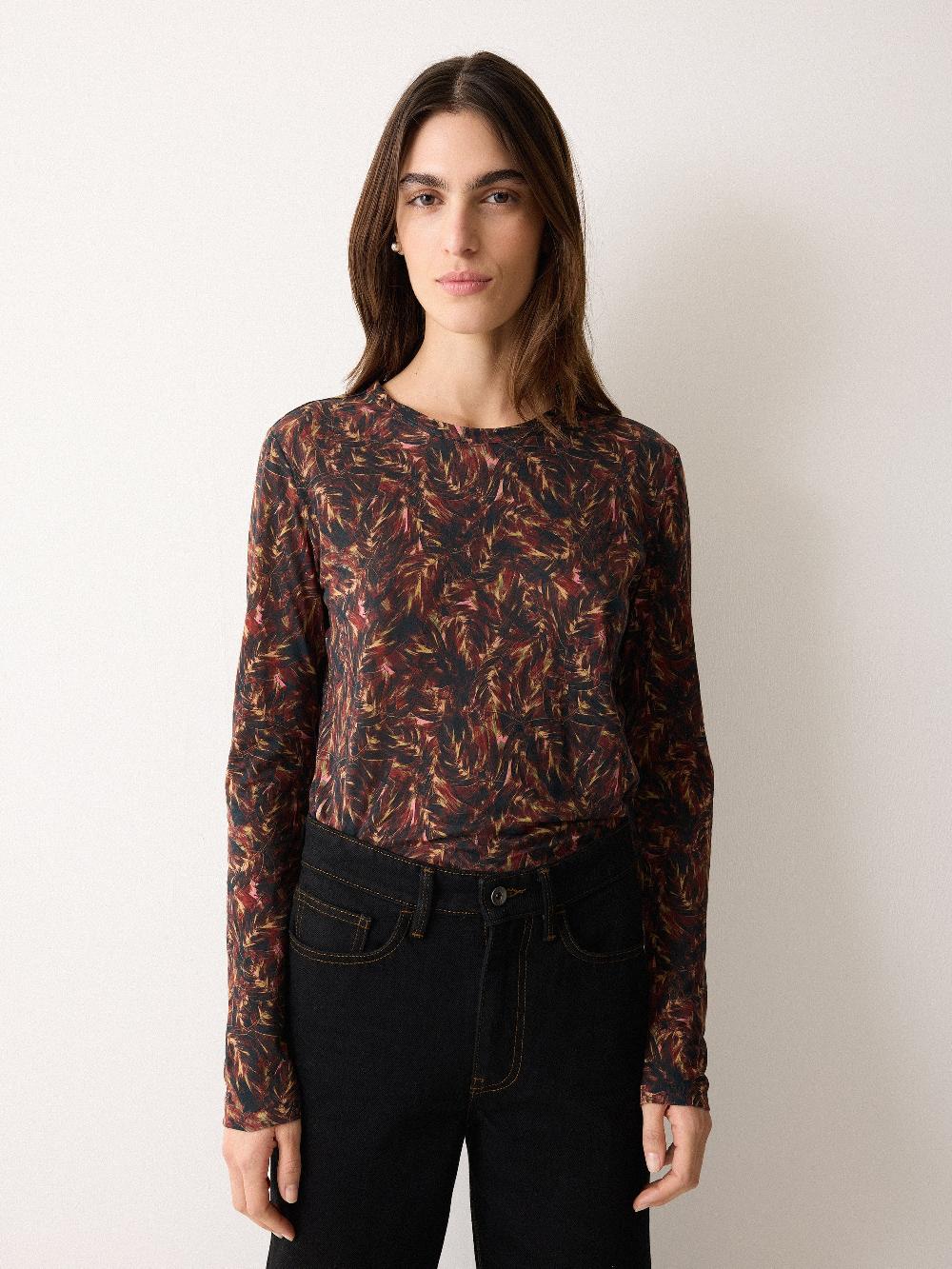 jigsaw Wild Feather Long Sleeve Tee Brown