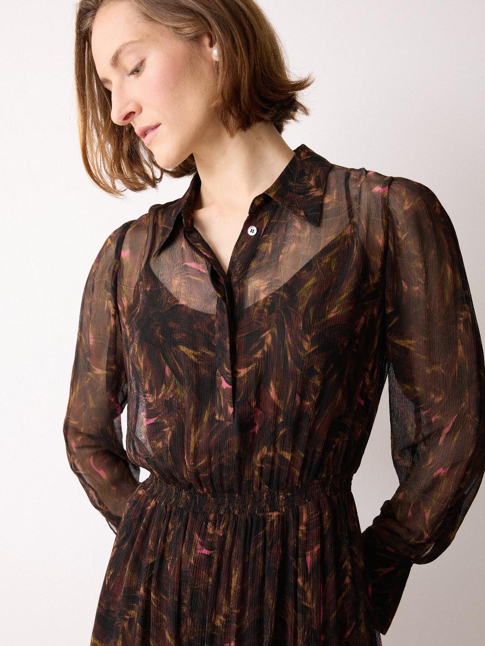 Jigsaw Wild Feather Shirt Dress Brown