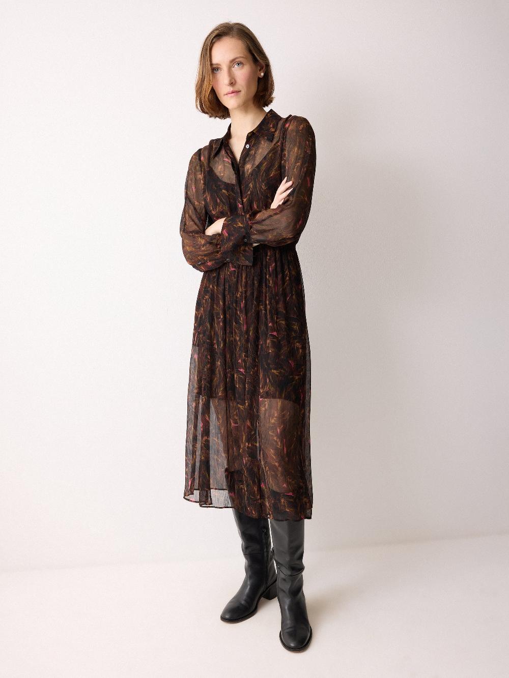 Jigsaw Wild Feather Shirt Dress Brown