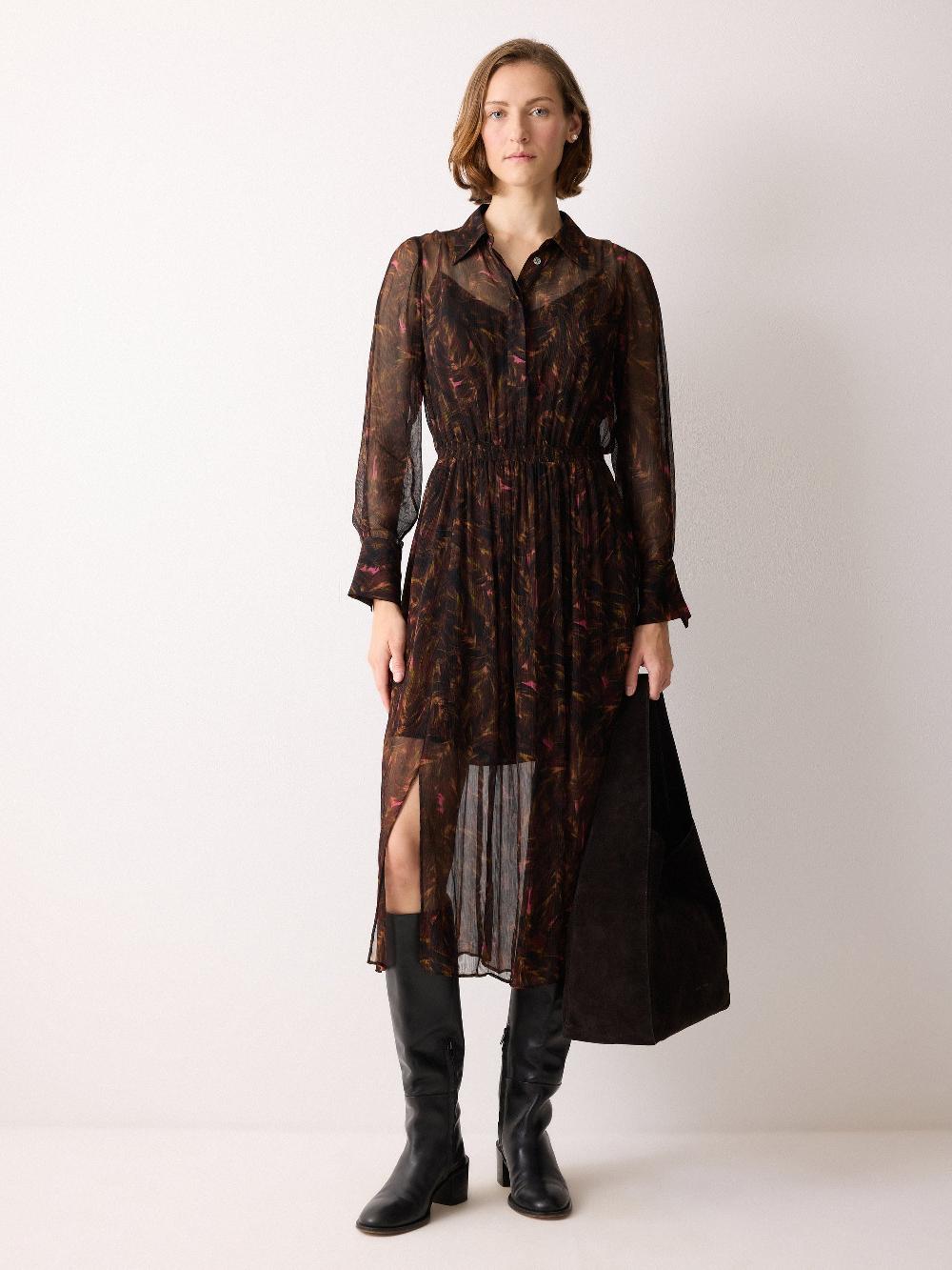 jigsaw Wild Feather Shirt Dress Brown