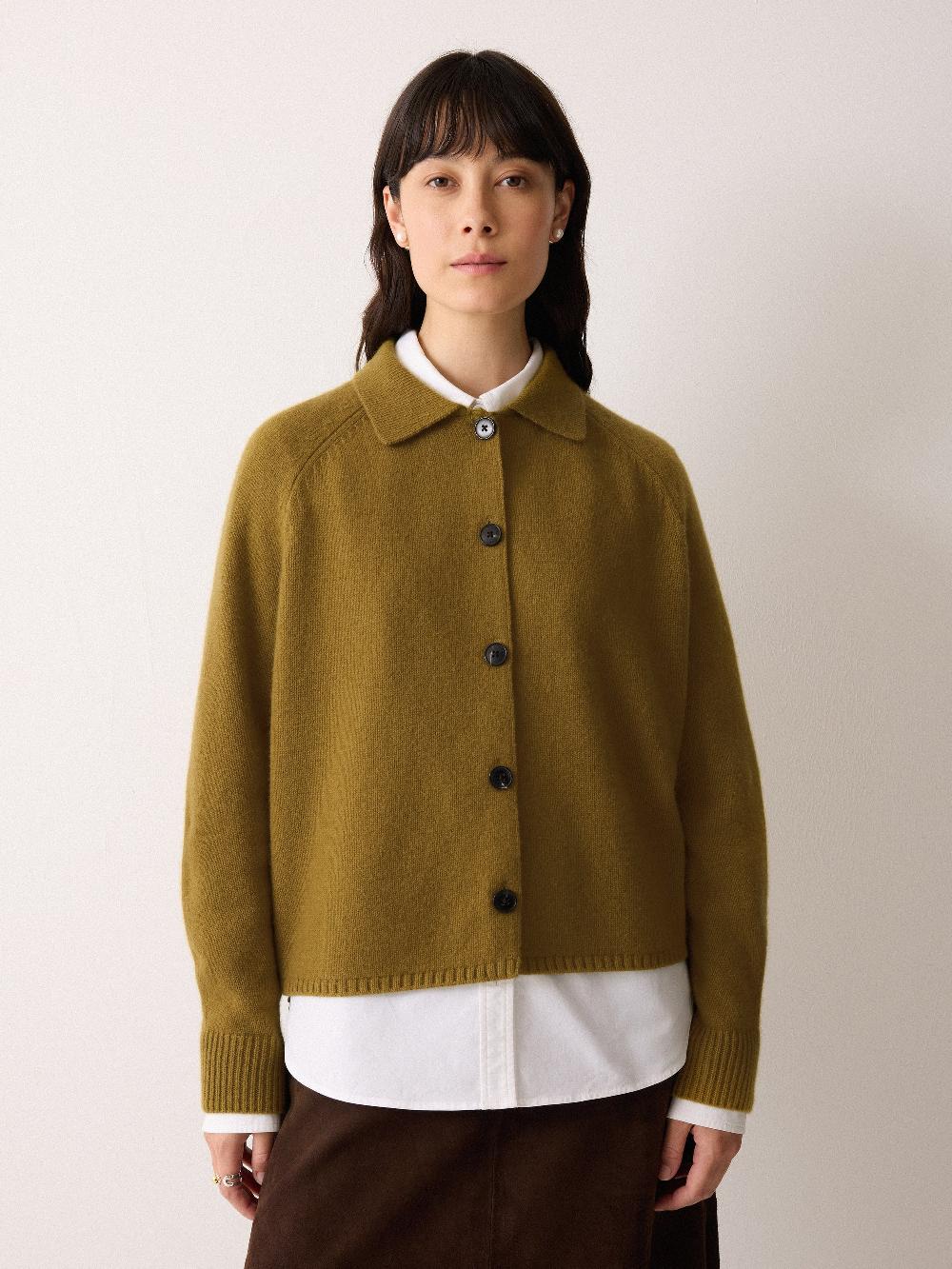 jigsaw Wool Blend Collar Cardigan Green