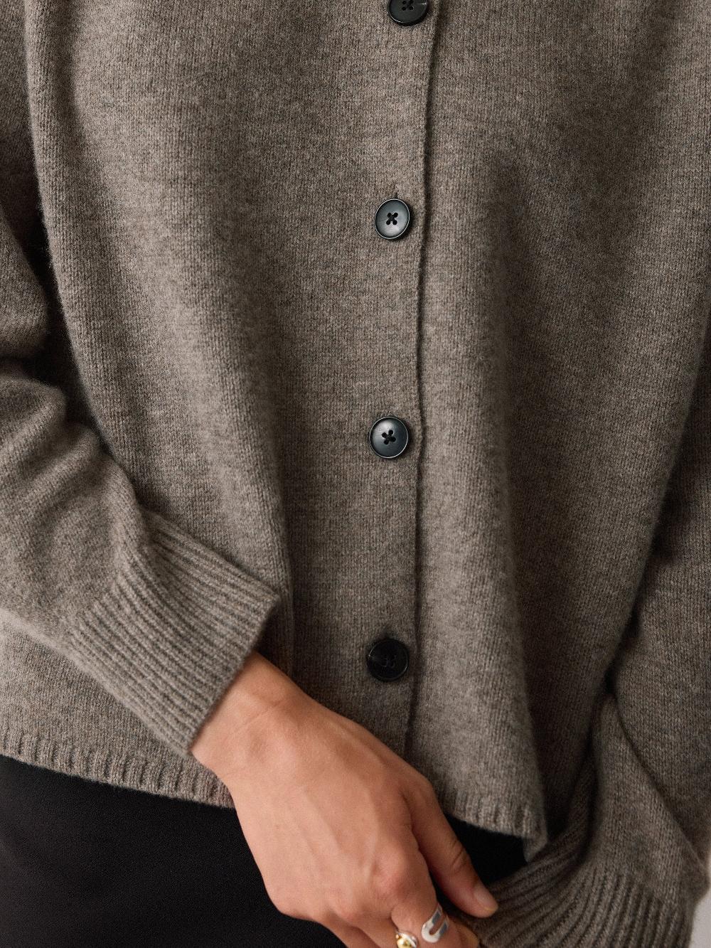 Jigsaw Wool Blend Collar Cardigan Taupe