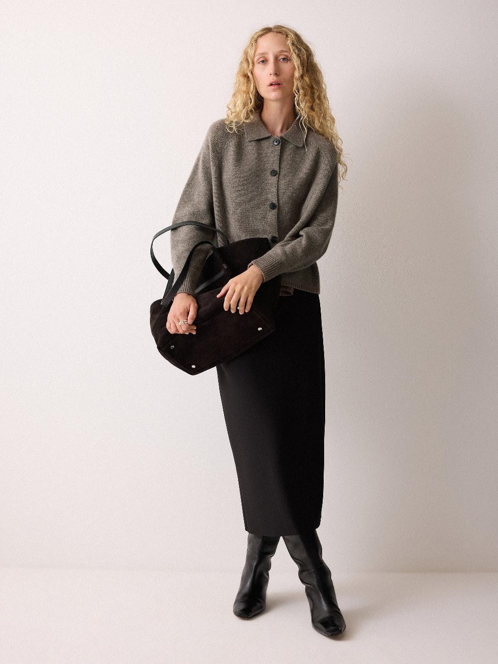 jigsaw Wool Blend Collar Cardigan Taupe