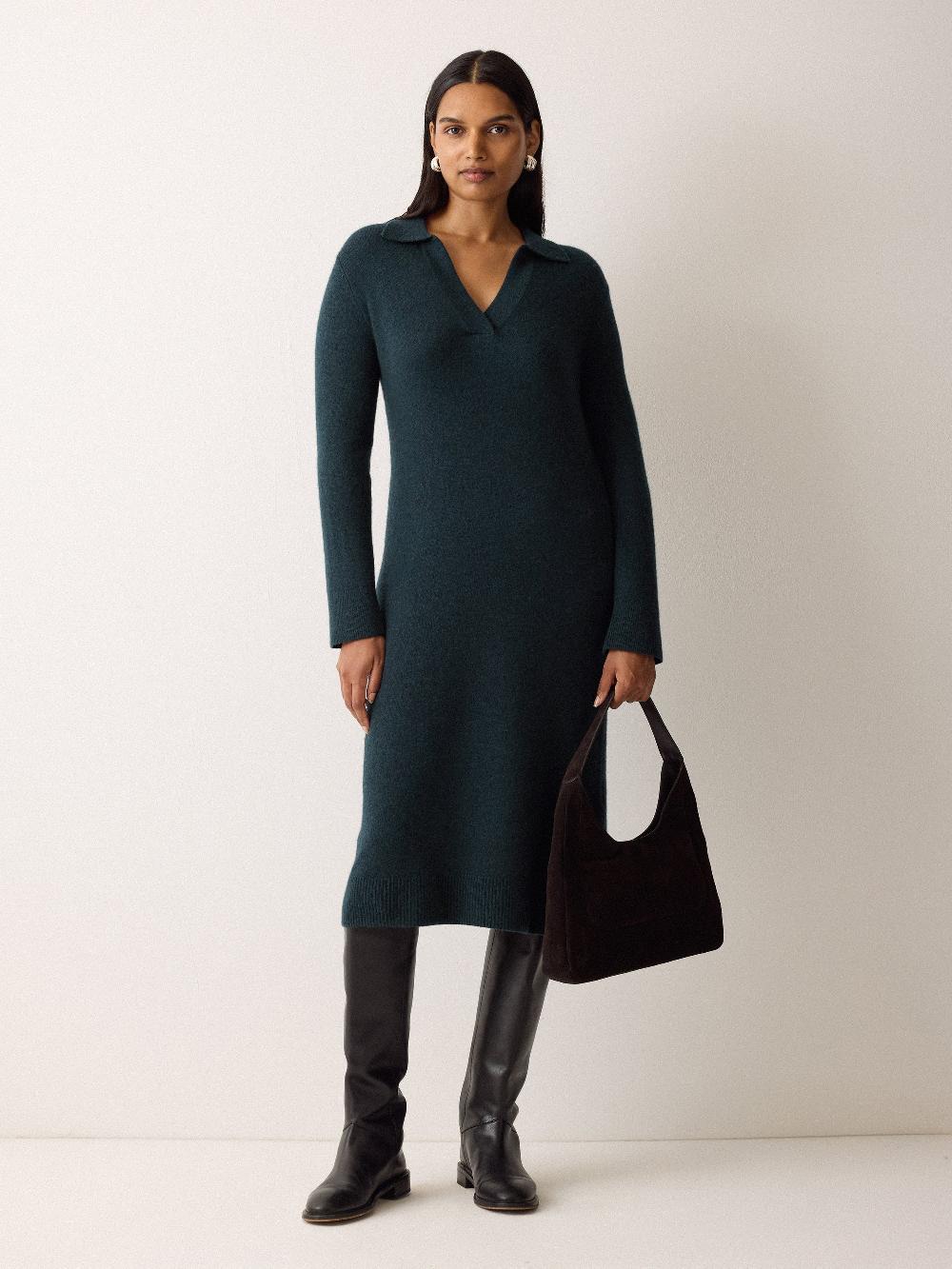 jigsaw Wool Blend Collar Dress Green