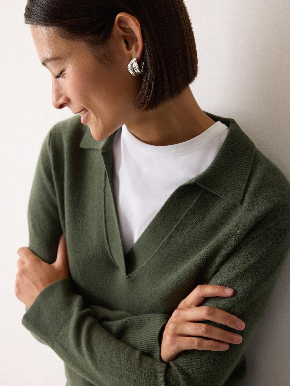 Jigsaw Wool Blend Collar Jumper Green