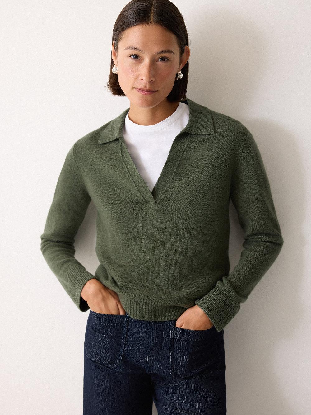 jigsaw Wool Blend Collar Jumper Green