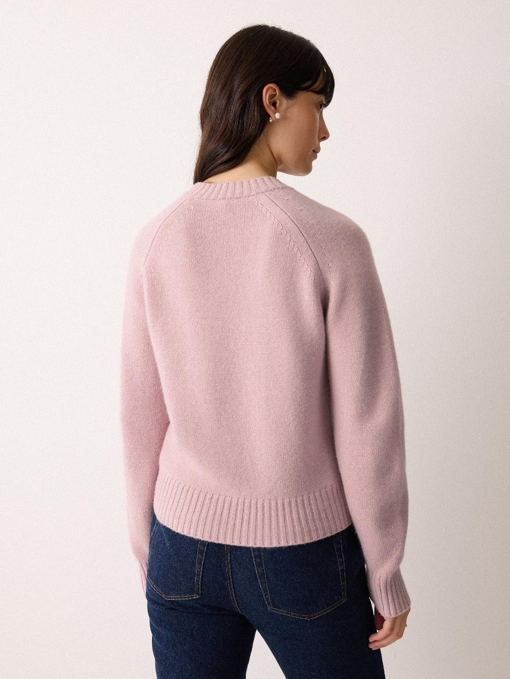 Jigsaw Wool Blend Satin Trim Cardigan Pink