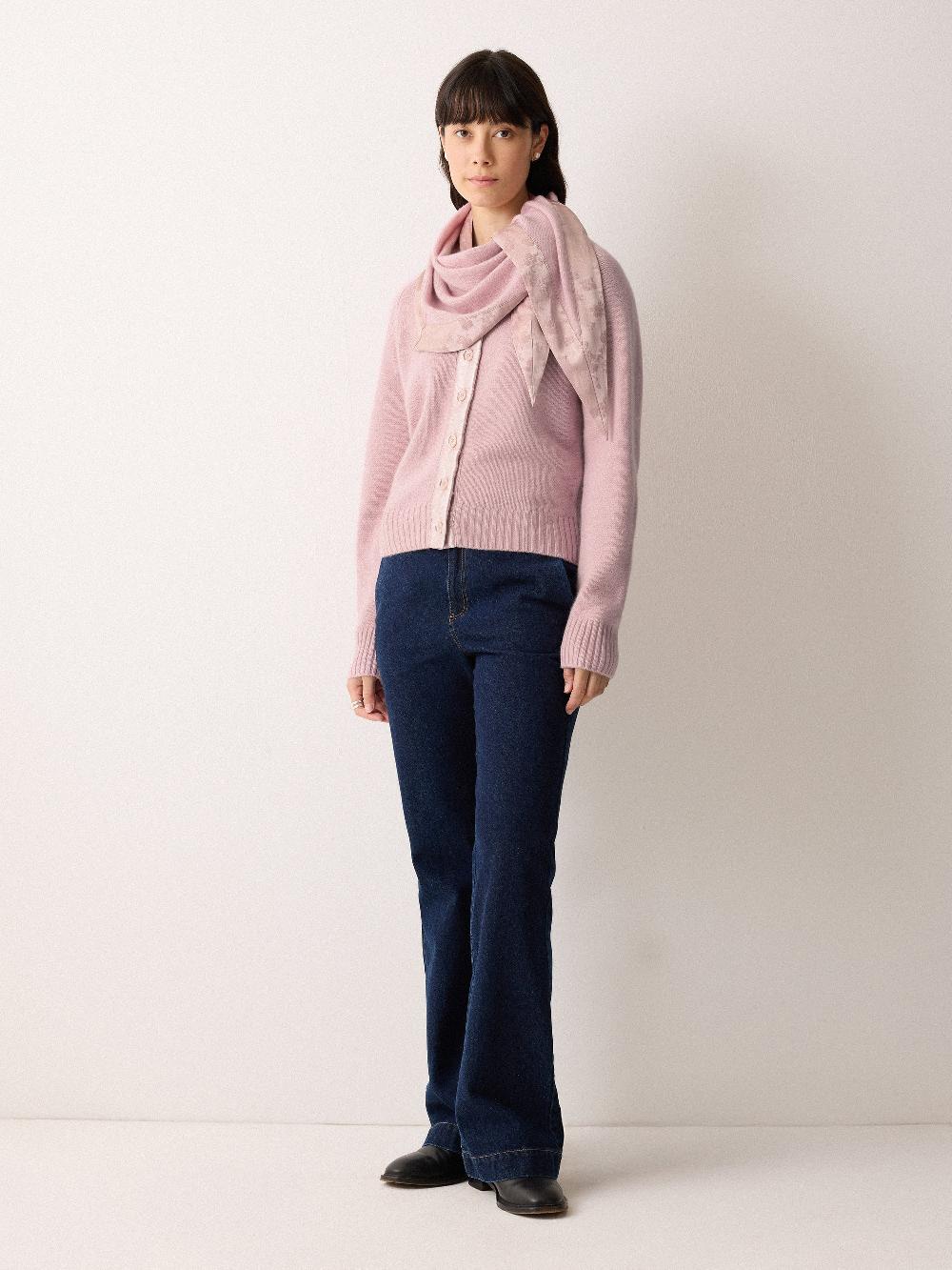 jigsaw Wool Blend Satin Trim Cardigan Pink