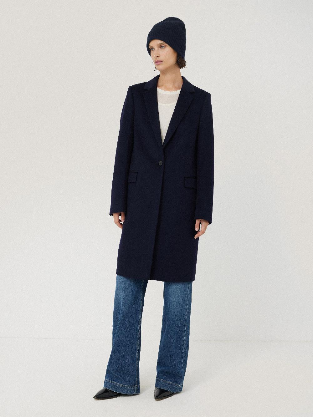 Jigsaw Wool Cashmere Blend Beanie Navy