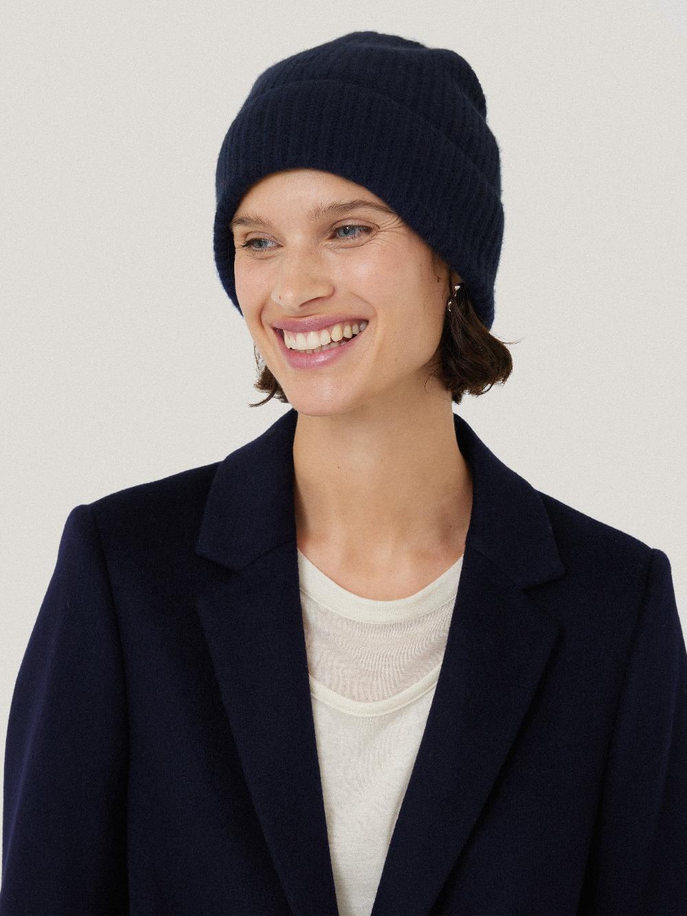jigsaw Wool Cashmere Blend Beanie Navy