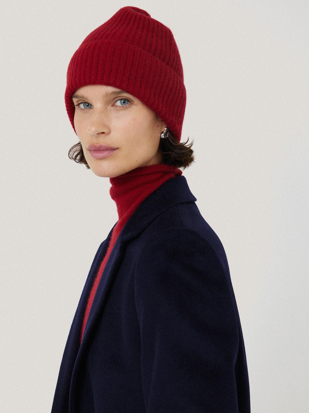 jigsaw Wool Cashmere Blend Beanie Red
