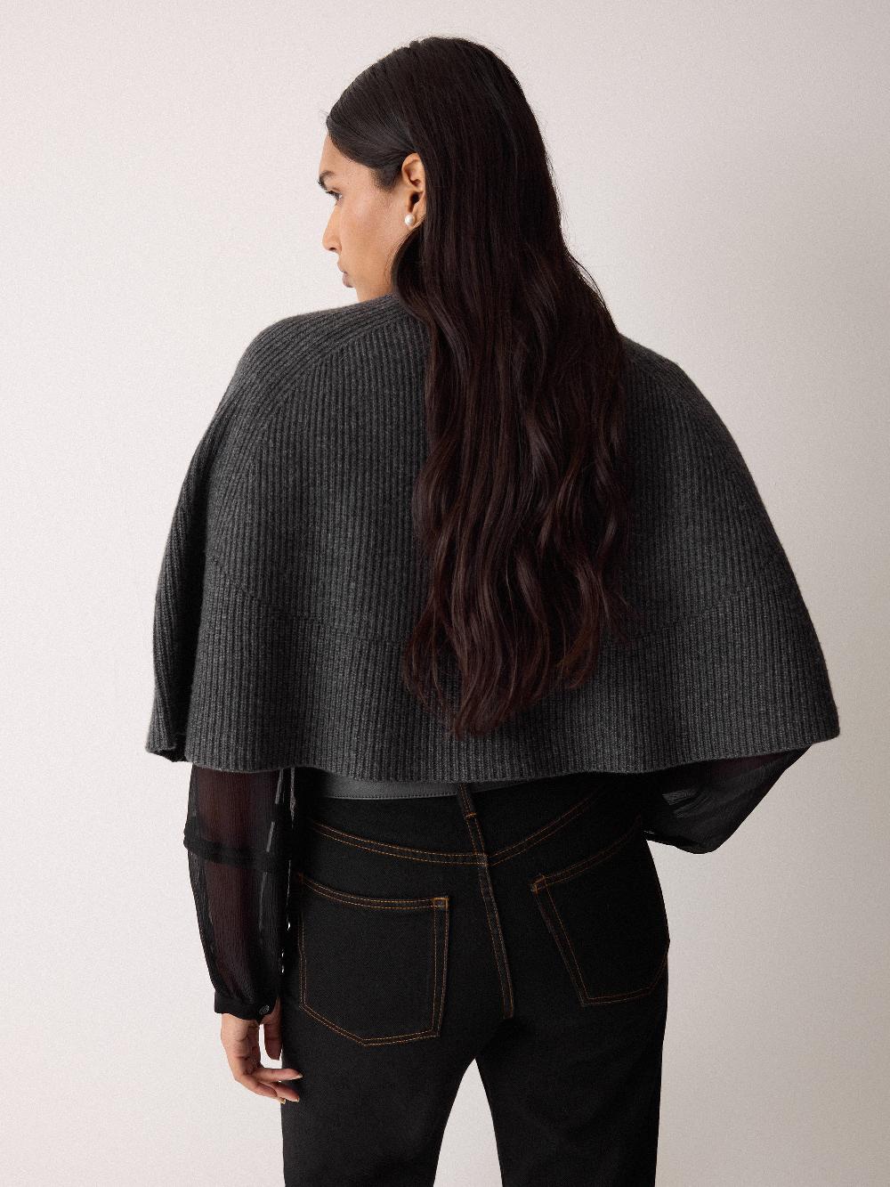 Jigsaw Wool Cashmere Blend Cape Charcoal