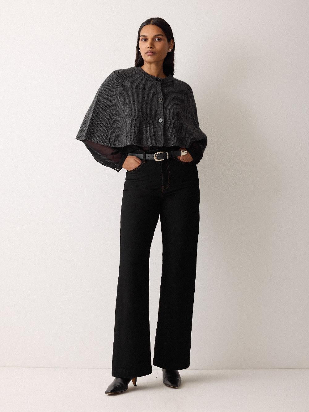 jigsaw Wool Cashmere Blend Cape Charcoal