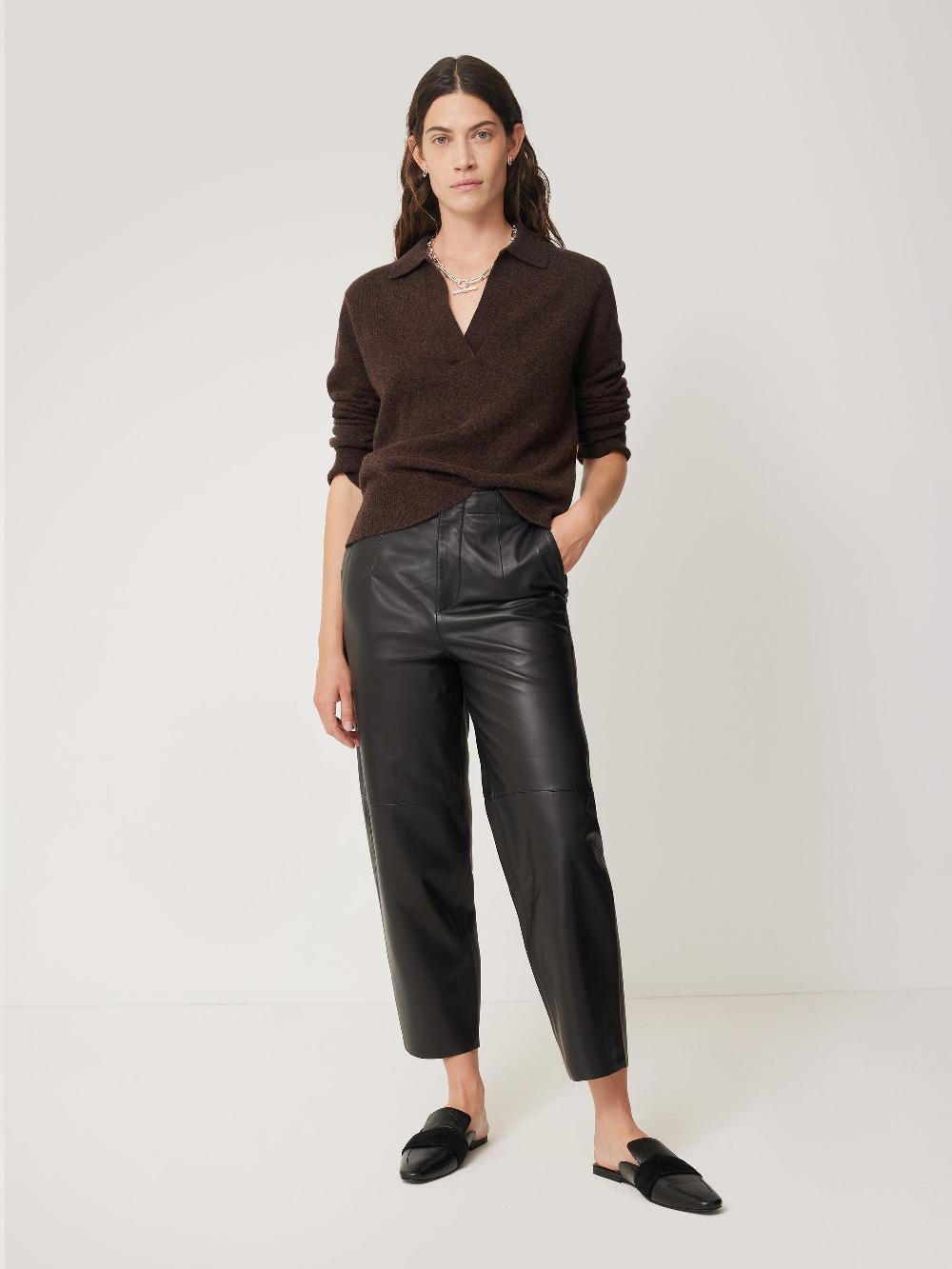 Jigsaw Wool Cashmere Blend Collar Jumper Brown