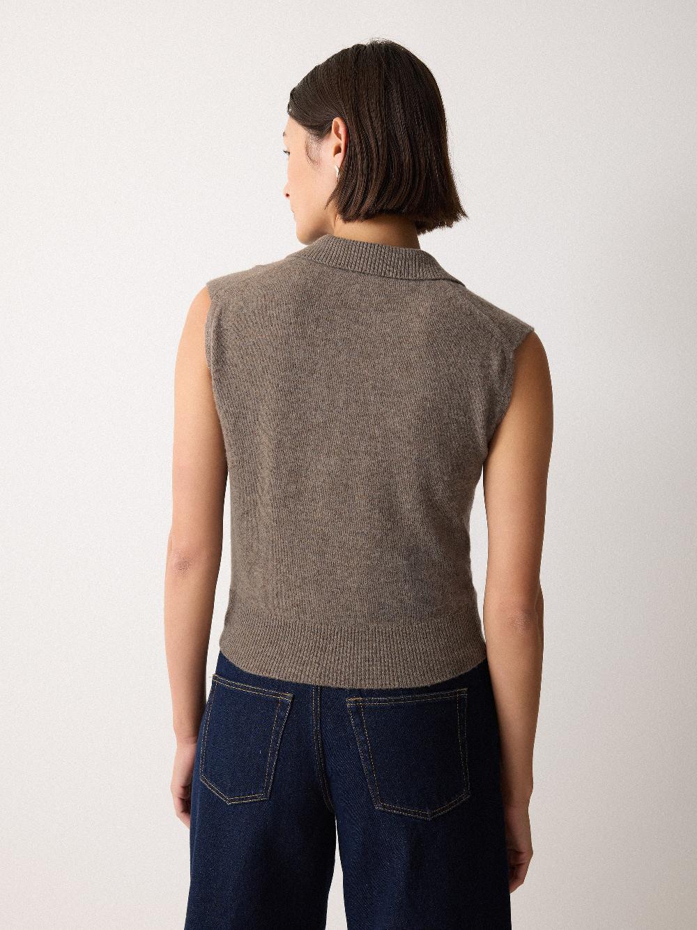 Jigsaw Wool Cashmere Blend Collar Top Taupe