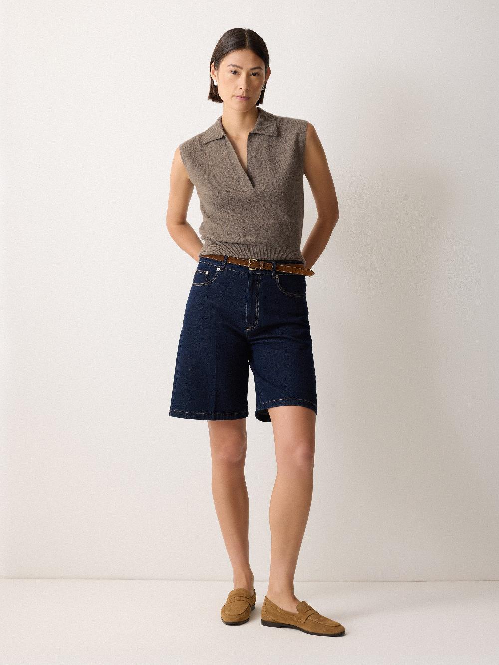 jigsaw Wool Cashmere Blend Collar Top Taupe