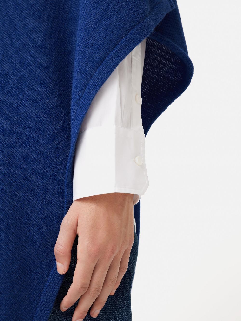 Jigsaw Wool Cashmere Blend Drape Poncho Blue
