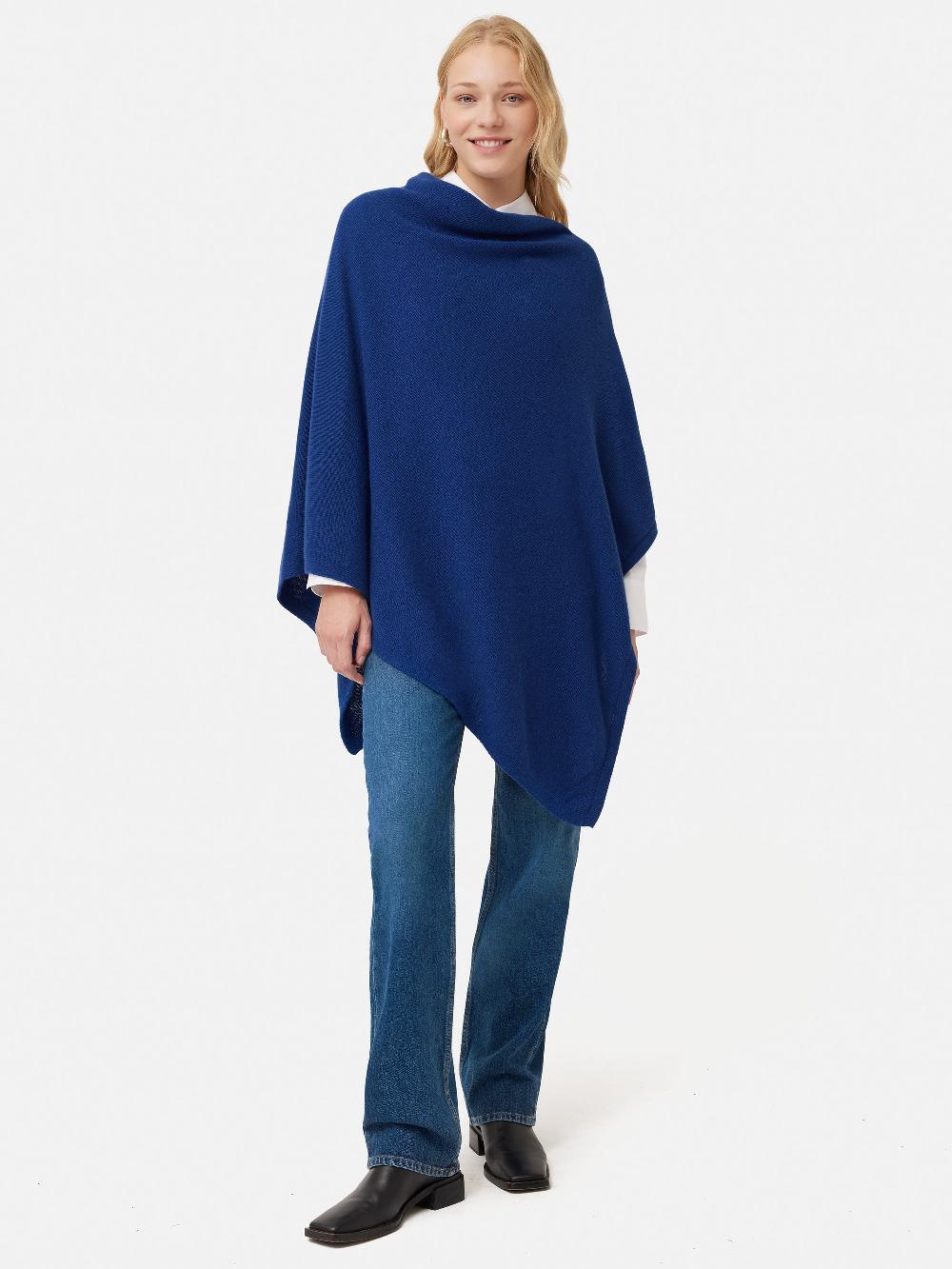 jigsaw Wool Cashmere Blend Drape Poncho Blue