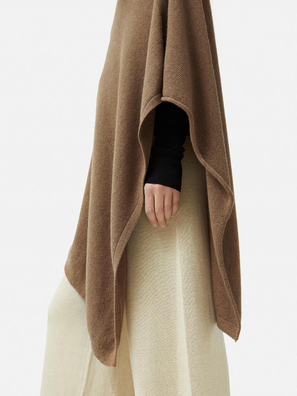 Jigsaw Wool Cashmere Blend Drape Poncho Camel