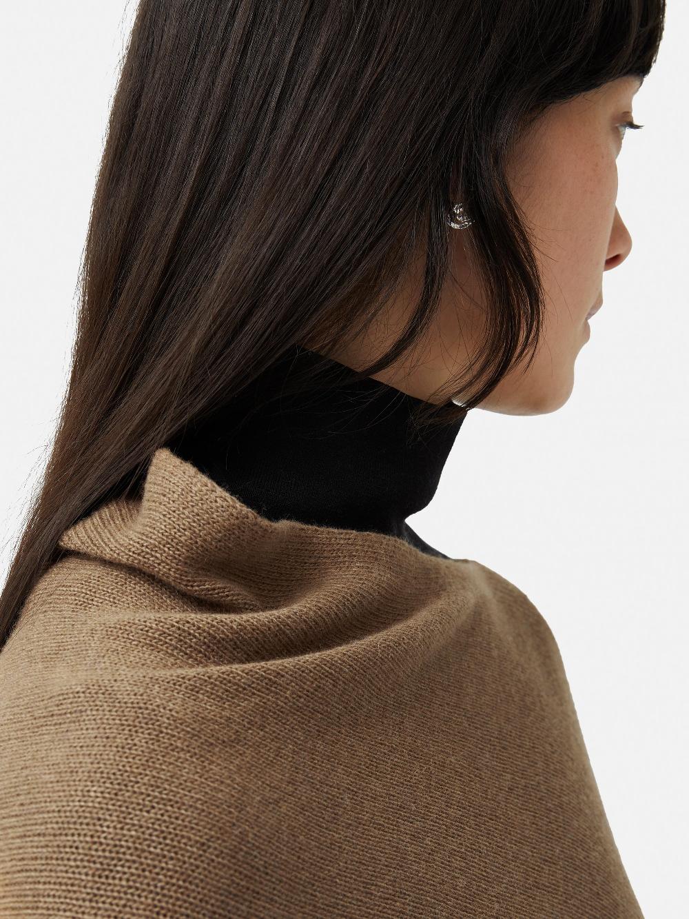 Jigsaw Wool Cashmere Blend Drape Poncho Camel