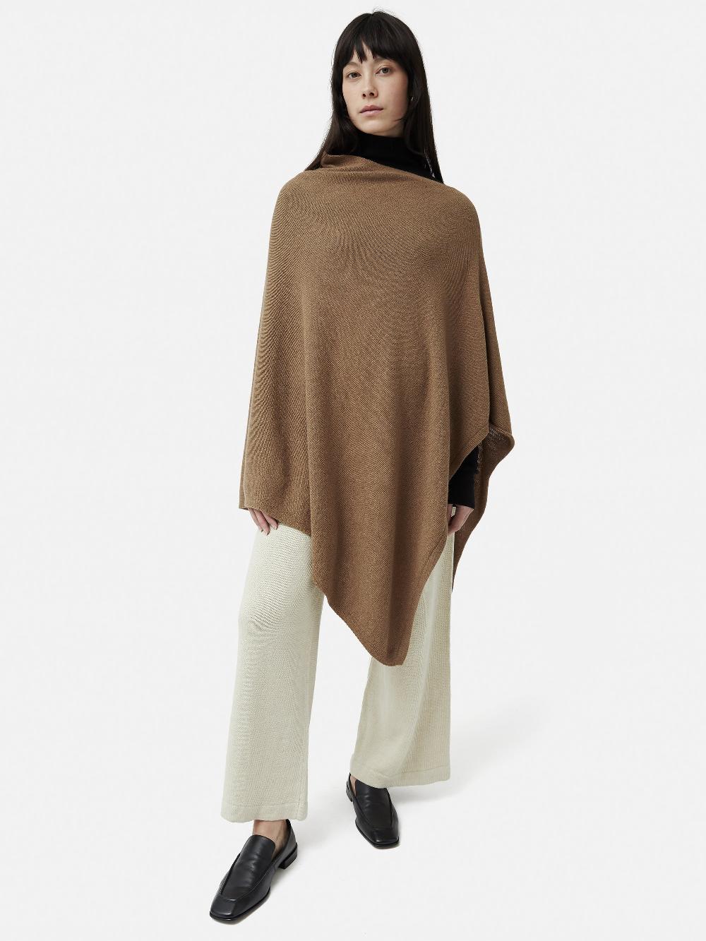jigsaw Wool Cashmere Blend Drape Poncho Camel