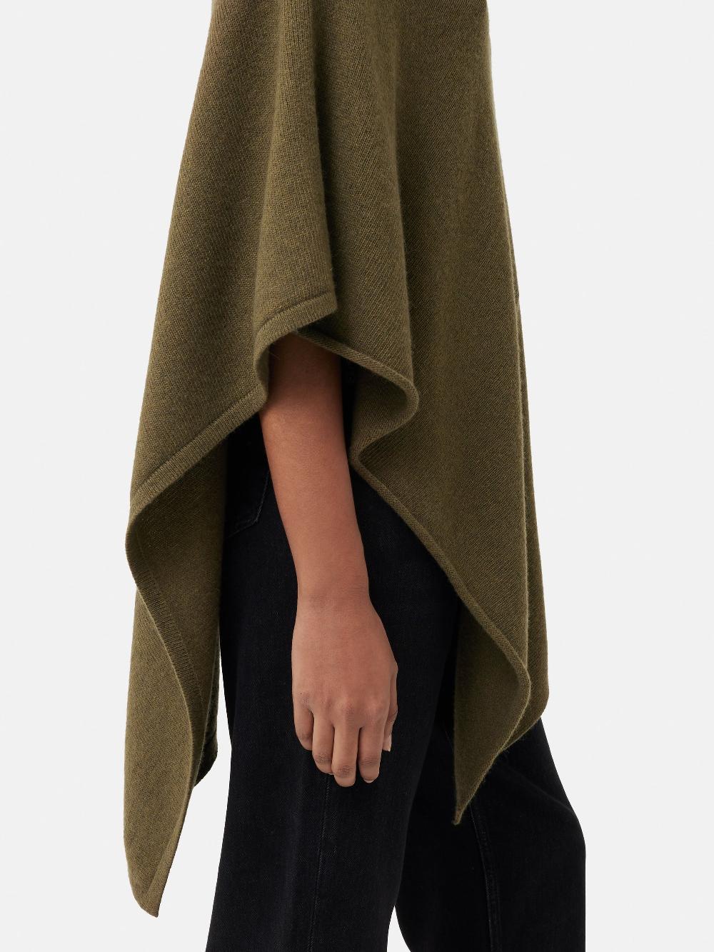 Jigsaw Wool Cashmere Blend Drape Poncho Green