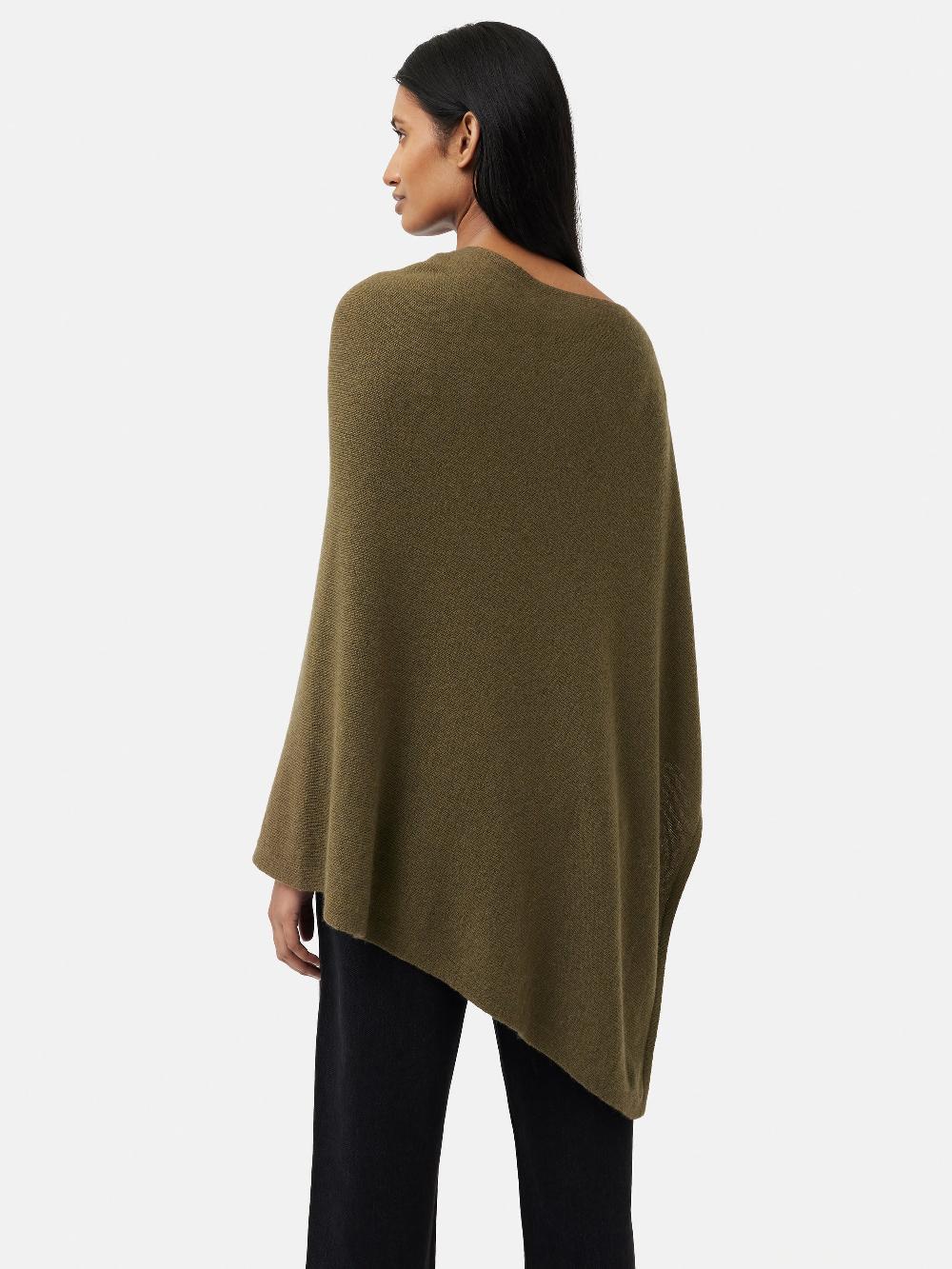 Jigsaw Wool Cashmere Blend Drape Poncho Green