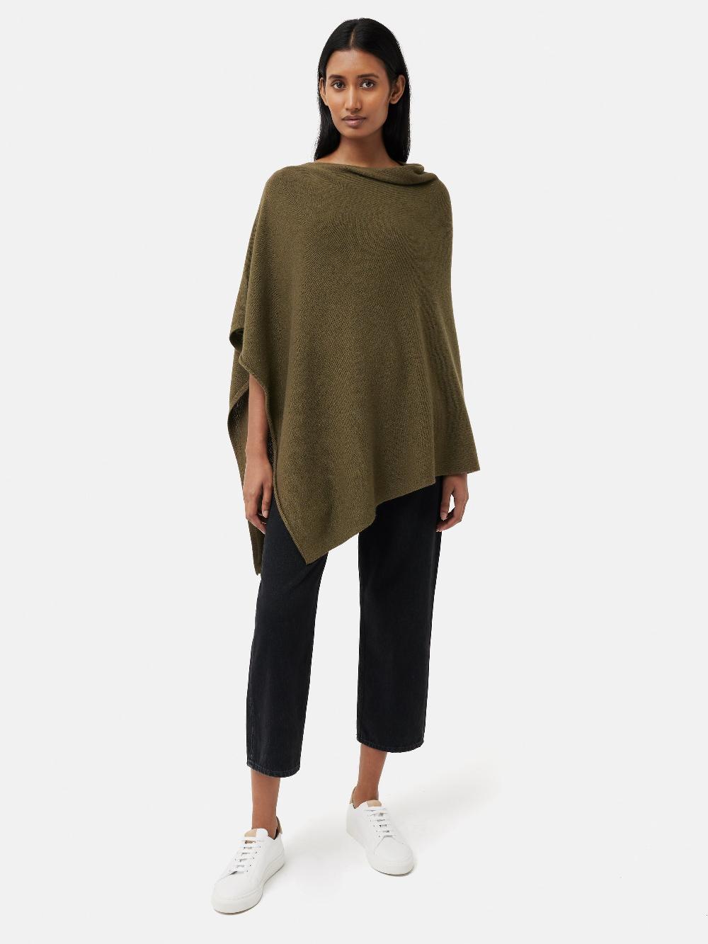 Jigsaw Wool Cashmere Blend Drape Poncho Green