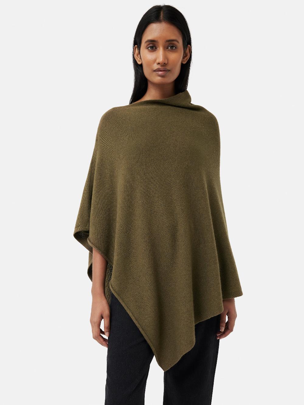 jigsaw Wool Cashmere Blend Drape Poncho Green